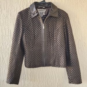 Vintage Leather & Suede Woven Jacket - Women's Size Small
